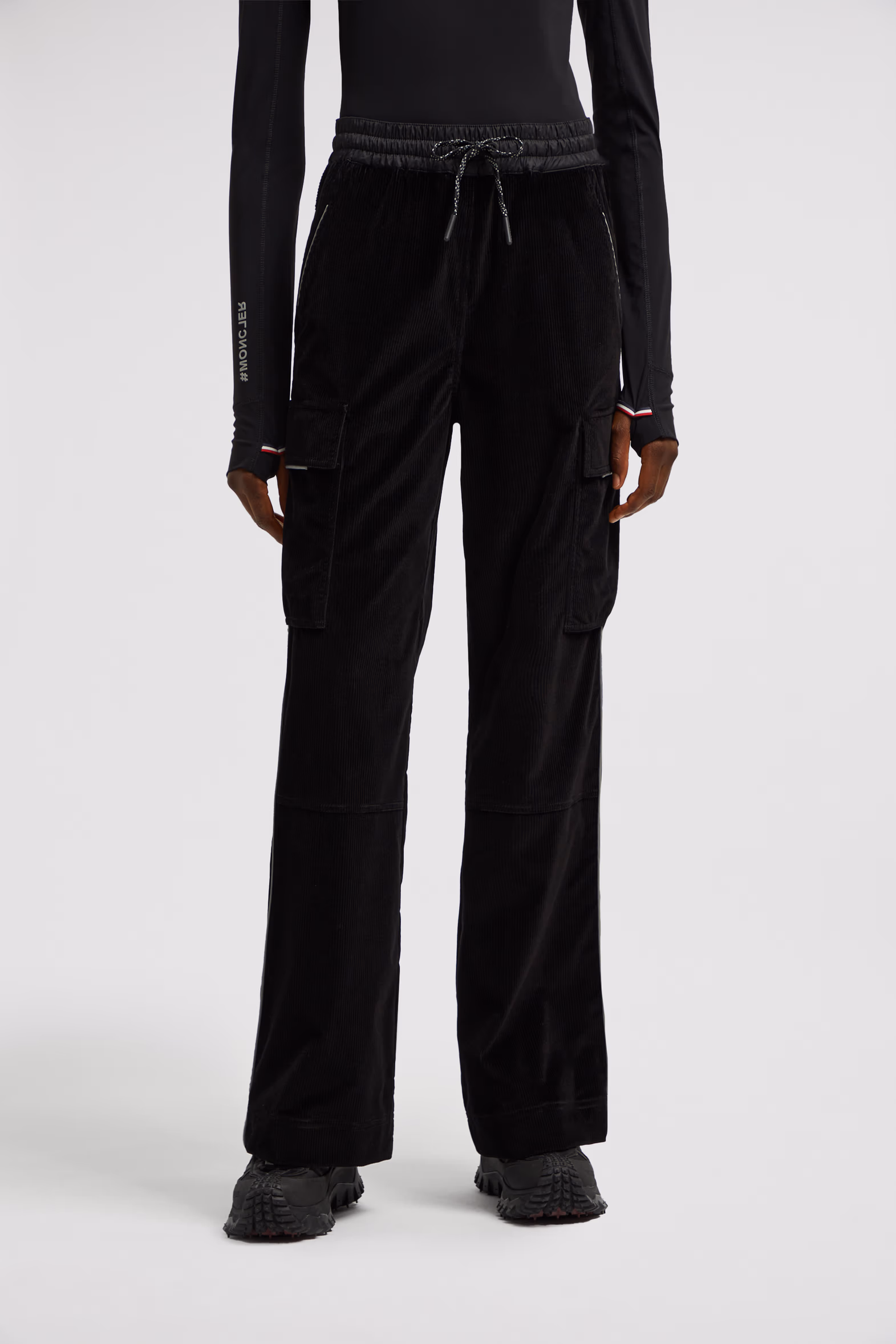 Corduroy Jogging Pants Women Black Moncler 3